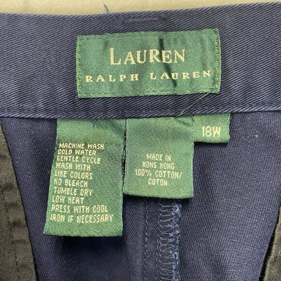 Lauren Ralph Lauren Flat Front Classic Relaxed Fit Chino Shorts Men Sz 18W Navy - Picture 3 of 8